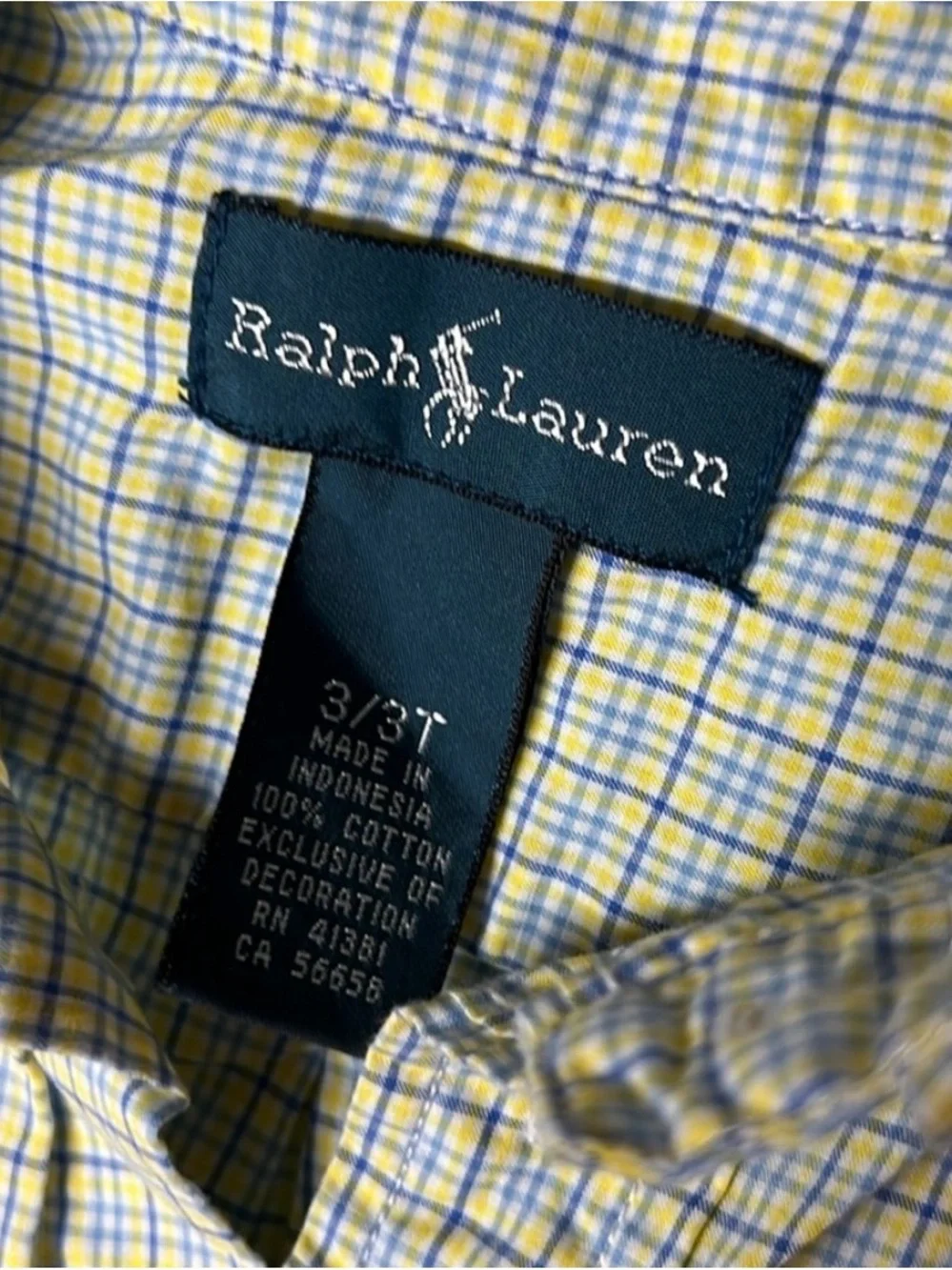 Ralph Lauren Yellow & Blue Plaid Short Sleeve Button-Down Shirt